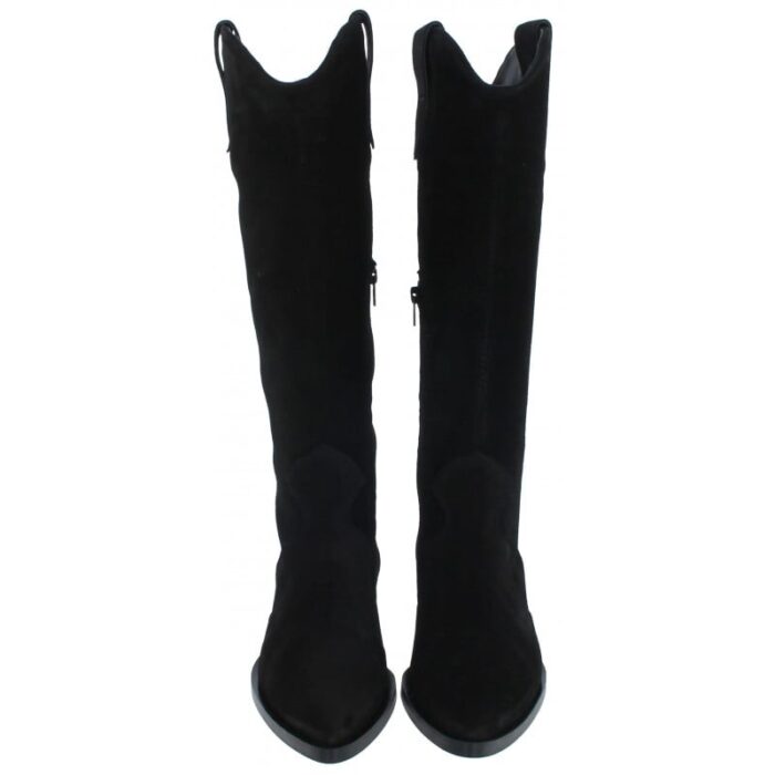 Alpe 2064 Knee High Cowboy Boots – Black Suede – Womens Boots - Crep Direct UK