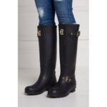 Holland Cooper Sherpa Lined Regency Wellington – Matte Black – Womens Wellingtons - Crep Direct UK
