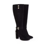 Holland Cooper Marlborough Knee High Boots – Black Suede – Womens Boots - Crep Direct UK