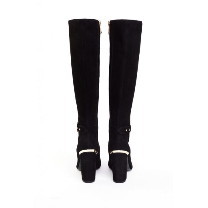 Holland Cooper Marlborough Knee High Boots – Black Suede – Womens Boots - Crep Direct UK