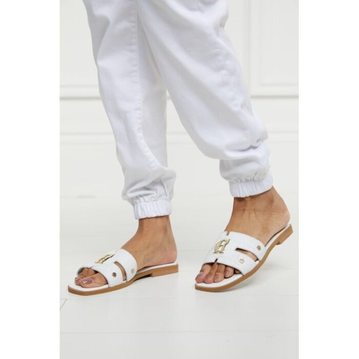 Holland Cooper Monogram Slides – White Croc Leather – Womens Sandals, Sliders & Toe Posts - Crep Direct UK