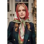 Holland Cooper Regal Horse Silk Scarf – Racing Green Heritage Red – Ladies Clothing - Crep Direct UK