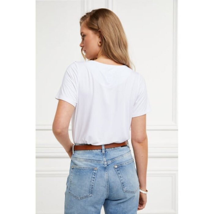 Holland Cooper Relax Fit V-Neck Tee – White – Ladies Clothing - Crep Direct UK