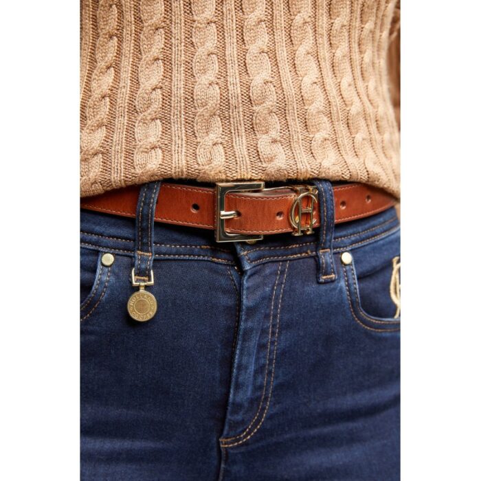 Holland Cooper HC Slim Logo Belt – Tan Leather – Ladies Clothing - Crep Direct UK