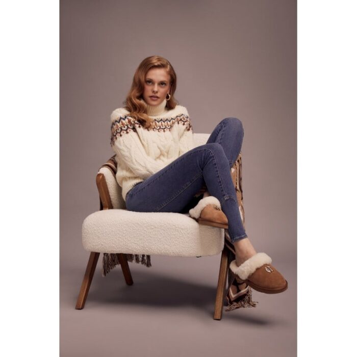 Holland Cooper HC Shearling Slippers – Tan Suede – Womens Slippers - Crep Direct UK