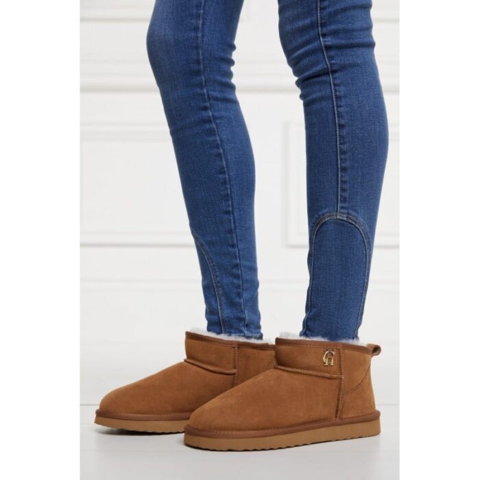 Holland Cooper Ultra Mini Shearling Boot – Tan Suede – Womens Boots - Crep Direct UK