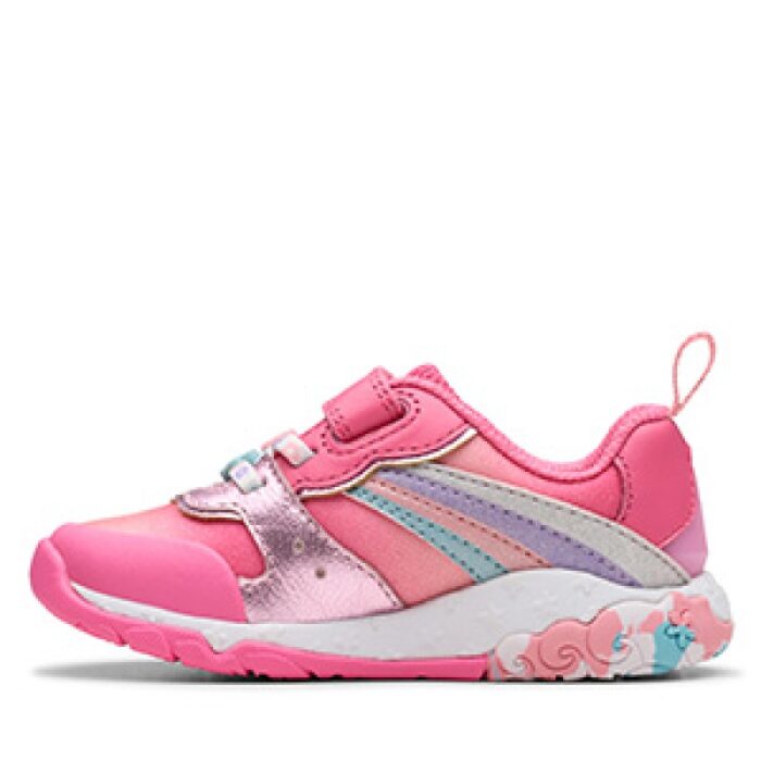 Clarks Tidal Star Toddler Trainers – Bright Pink Combi Leather – Girls Shoes - Crep Direct UK