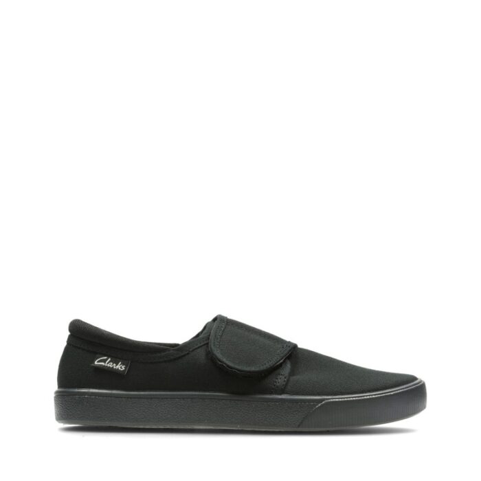 Clarks Hopper Run Plimsolls – Black Textile – Boys School Shoes - Crep Direct UK