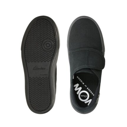 Clarks Hopper Run Plimsolls – Black Textile – Boys School Shoes - Crep Direct UK
