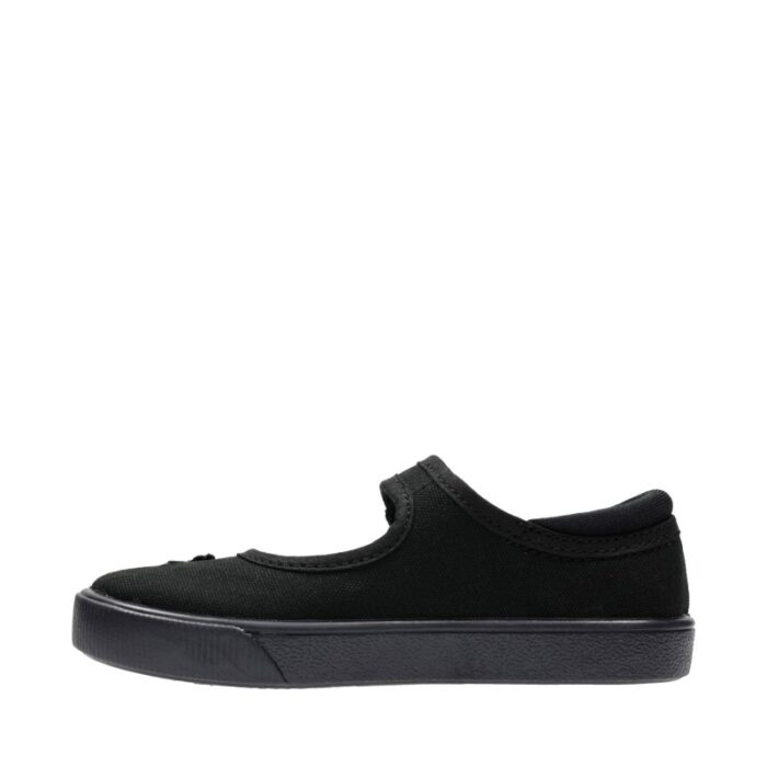 Clarks Hopper Go Plimsolls – Black Textile – Girls School Shoes - Crep Direct UK