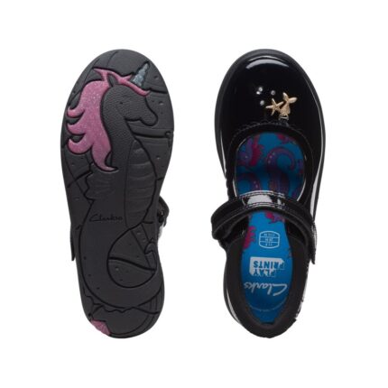 Clarks Relda Sea Kid School Shoes – Black Patent – Girls School Shoes - Crep Direct UK