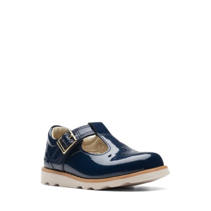 Clarks Crown Print Toddler Shoes – Navy Patent – Girls Shoes - Crep Direct UK