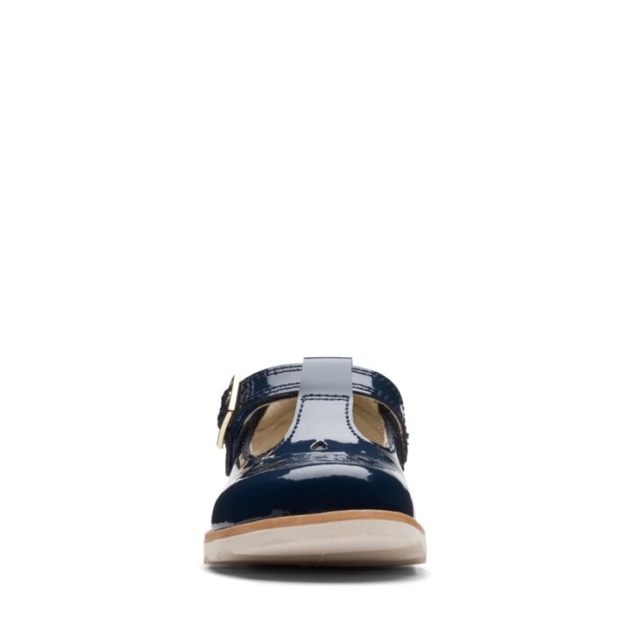Clarks Crown Print Toddler Shoes – Navy Patent – Girls Shoes - Crep Direct UK