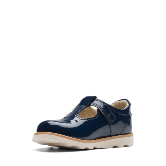Clarks Crown Print Toddler Shoes – Navy Patent – Girls Shoes - Crep Direct UK