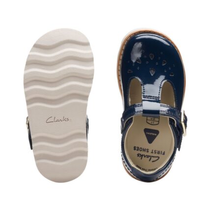 Clarks Crown Print Toddler Shoes – Navy Patent – Girls Shoes - Crep Direct UK