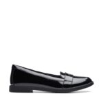 Clarks Scala Loafer Youth School Shoes – Black Patent – Girls School Shoes - Crep Direct UK