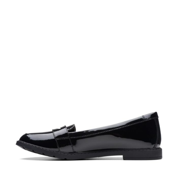 Clarks Scala Loafer Youth School Shoes – Black Patent – Girls School Shoes - Crep Direct UK
