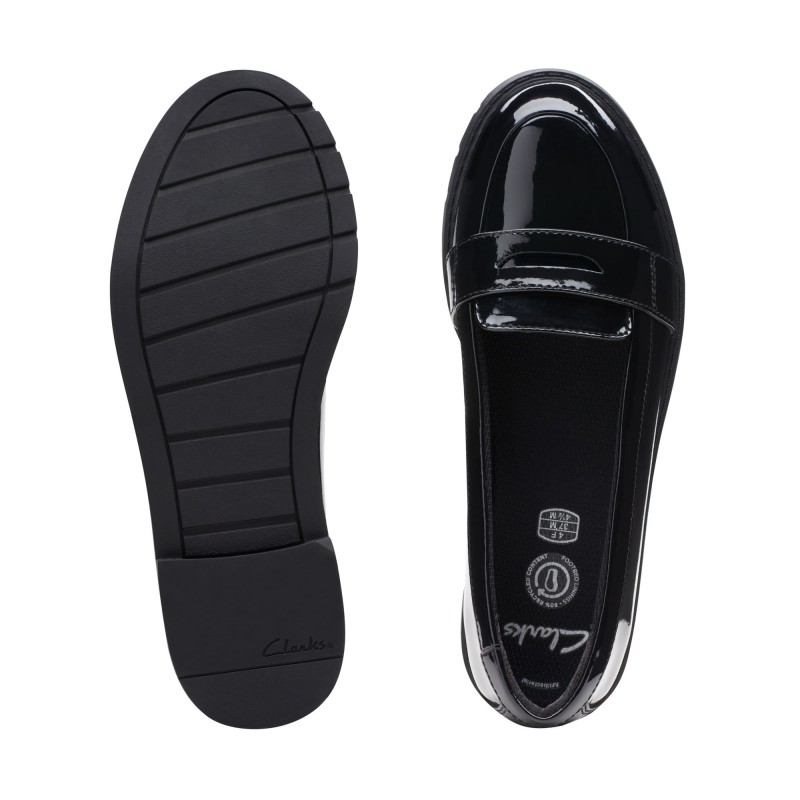 Clarks Scala Loafer Youth School Shoes – Black Patent – Girls School Shoes - Crep Direct UK