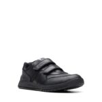 Clarks Cica Star Orb Kid Trainers – Black Leather – Girls School Shoes - Crep Direct UK