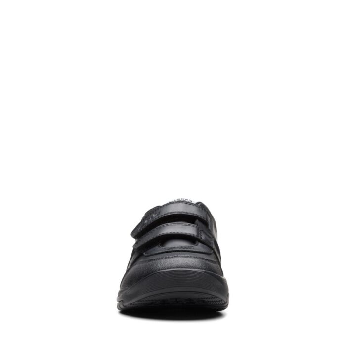 Clarks Cica Star Orb Kid Trainers – Black Leather – Girls School Shoes - Crep Direct UK