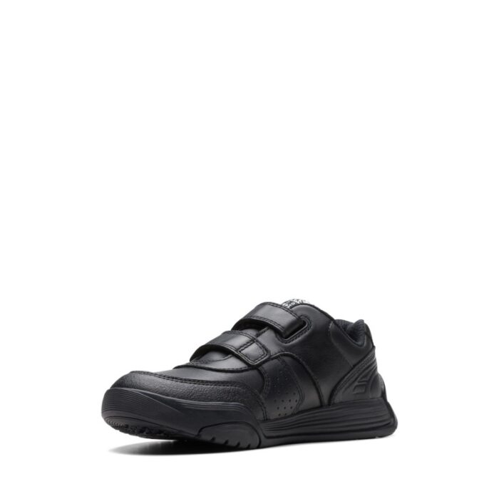 Clarks Cica Star Orb Kid Trainers – Black Leather – Girls School Shoes - Crep Direct UK