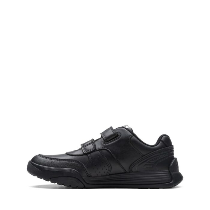 Clarks Cica Star Orb Kid Trainers – Black Leather – Girls School Shoes - Crep Direct UK