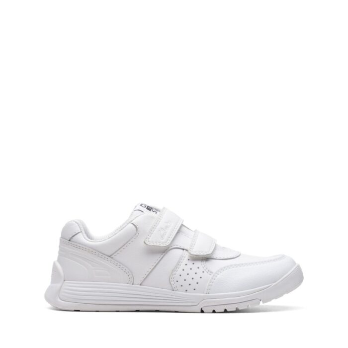 Clarks Cica Star Orb Kid Trainers – White Leather – Boys School Shoes - Crep Direct UK
