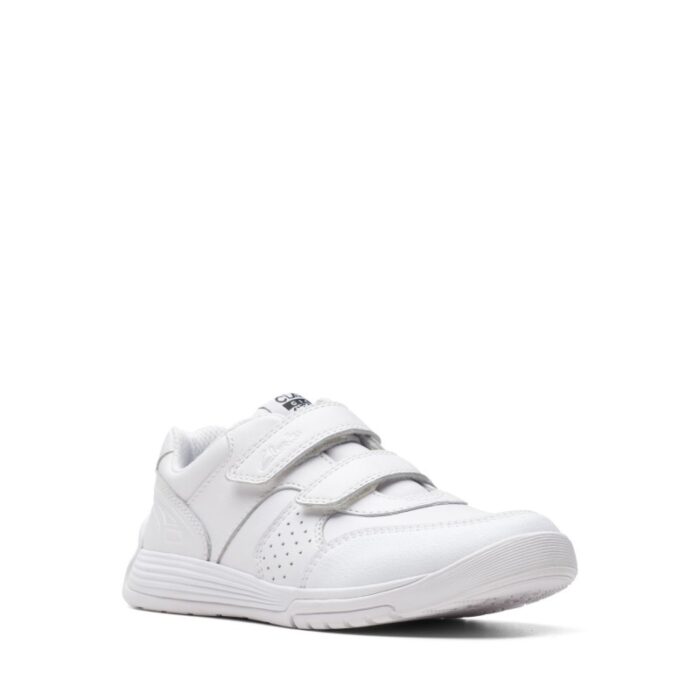 Clarks Cica Star Orb Kid Trainers – White Leather – Boys School Shoes - Crep Direct UK