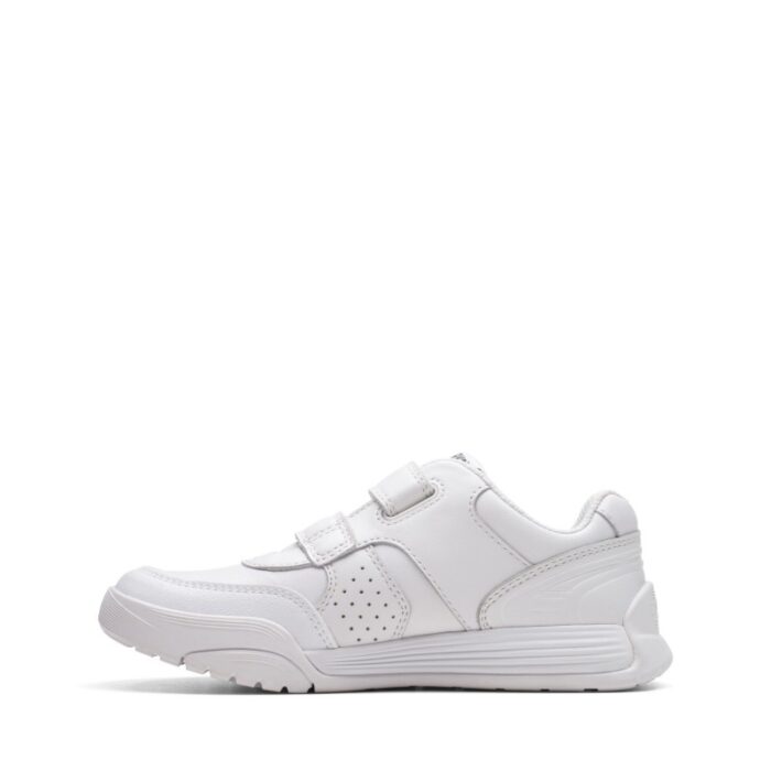Clarks Cica Star Orb Kid Trainers – White Leather – Boys School Shoes - Crep Direct UK