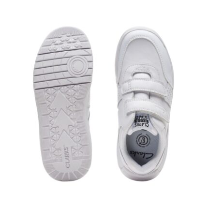 Clarks Cica Star Orb Kid Trainers – White Leather – Boys School Shoes - Crep Direct UK