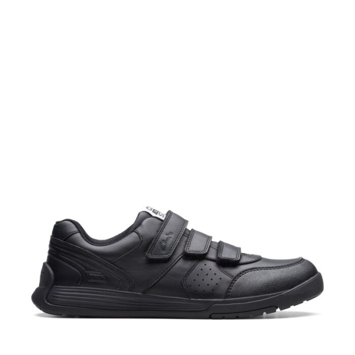 Clarks Cica Star Orb Youth Trainers – Black Leather – Girls School Shoes - Crep Direct UK