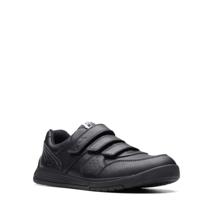 Clarks Cica Star Orb Youth Trainers – Black Leather – Girls School Shoes - Crep Direct UK