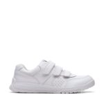 Clarks Cica Star Orb Youth Trainers – White Leather – Boys School Shoes - Crep Direct UK