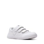 Clarks Cica Star Orb Youth Trainers – White Leather – Boys School Shoes - Crep Direct UK