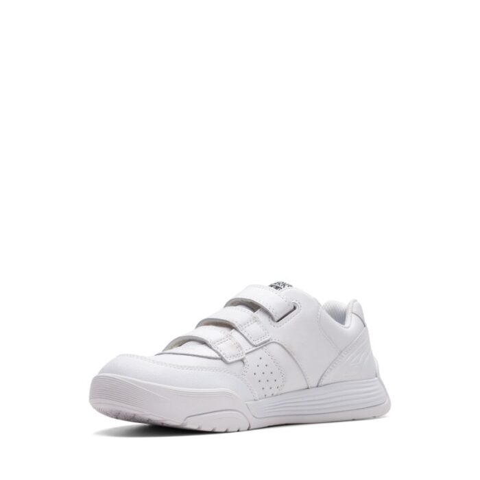Clarks Cica Star Orb Youth Trainers – White Leather – Boys School Shoes - Crep Direct UK
