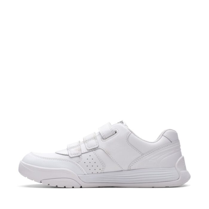 Clarks Cica Star Orb Youth Trainers – White Leather – Boys School Shoes - Crep Direct UK