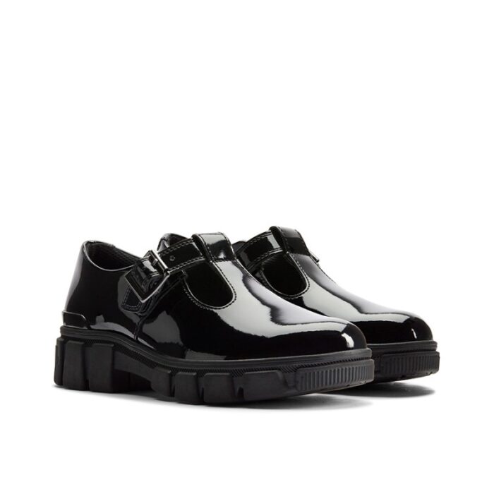 Clarks Evyn Bar Youth School Shoes – Black Patent – Girls School Shoes - Crep Direct UK