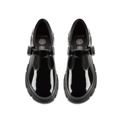 Clarks Evyn Bar Youth School Shoes – Black Patent – Girls School Shoes - Crep Direct UK