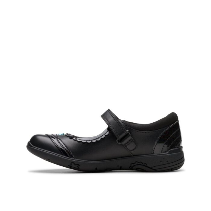 Clarks Relda Spark Kid School Shoes – Black Leather – Girls School Shoes - Crep Direct UK