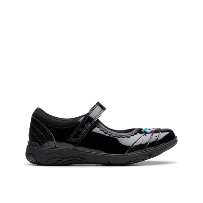 Clarks Relda Spark Kid School Shoes – Black Patent – Girls School Shoes - Crep Direct UK