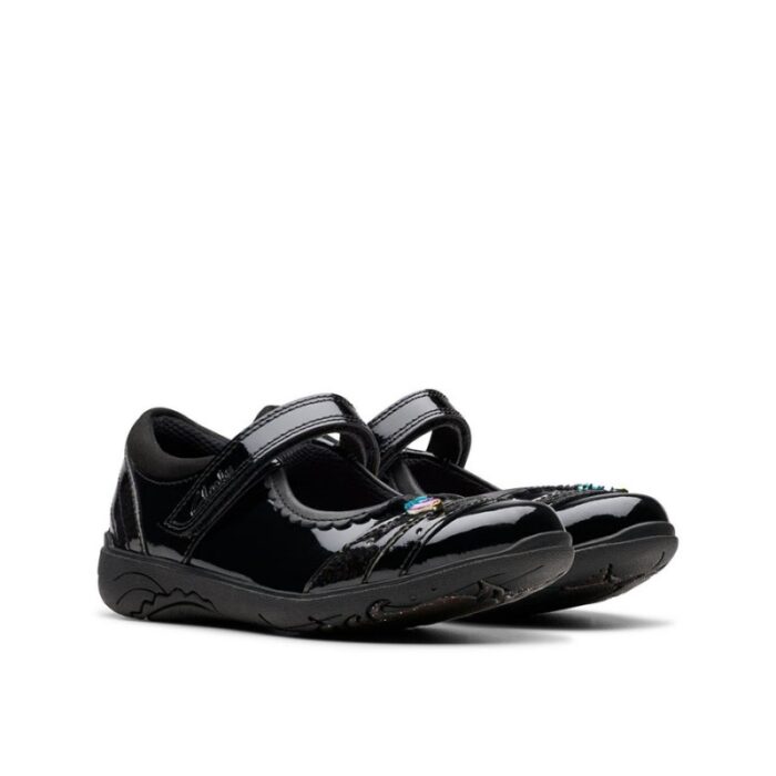 Clarks Relda Spark Kid School Shoes – Black Patent – Girls School Shoes - Crep Direct UK
