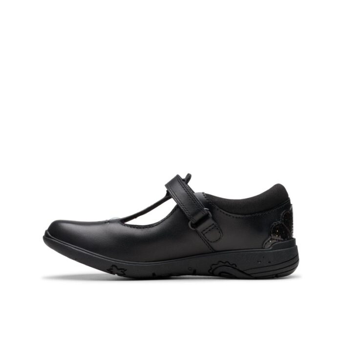 Clarks Relda Gem Kid School Shoes – Black Leather – Girls School Shoes - Crep Direct UK