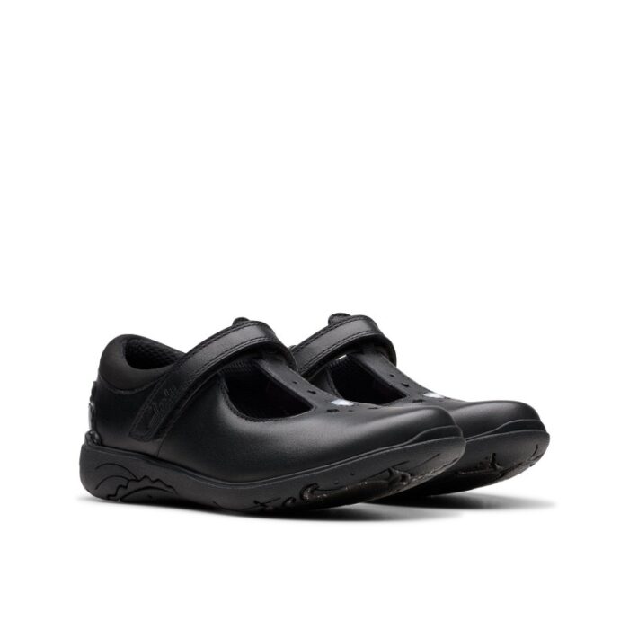 Clarks Relda Gem Kid School Shoes – Black Leather – Girls School Shoes - Crep Direct UK