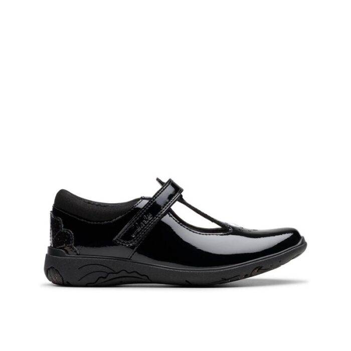 Clarks Relda Gem Kid School Shoes – Black Patent – Girls School Shoes - Crep Direct UK