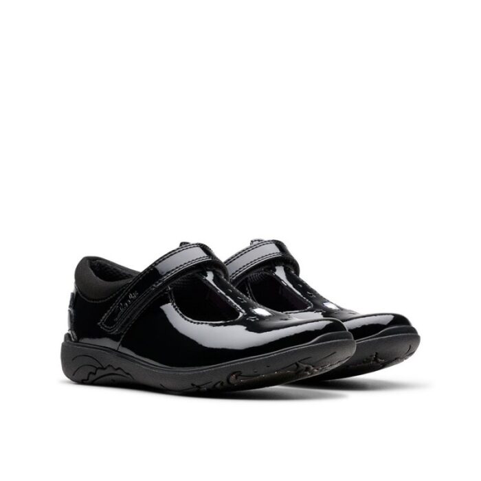 Clarks Relda Gem Kid School Shoes – Black Patent – Girls School Shoes - Crep Direct UK