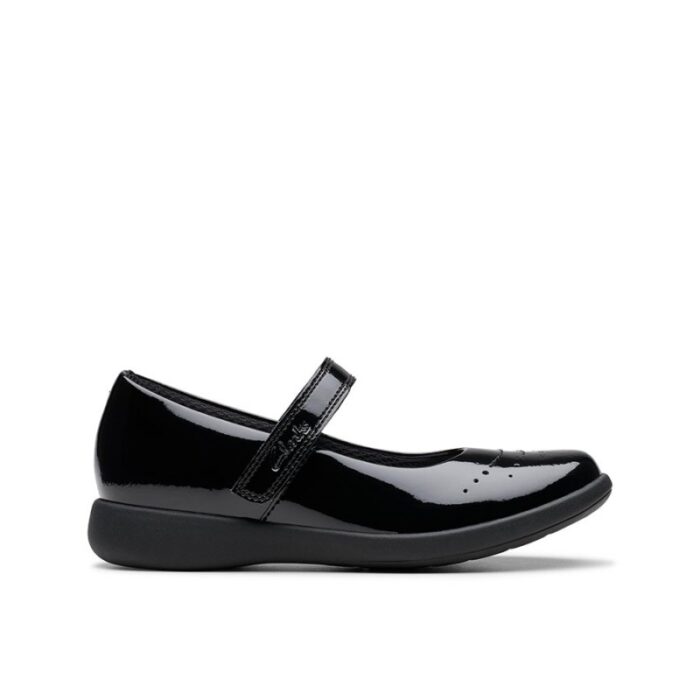 Clarks Etch Gem Kid School Shoes – Black Patent – Girls School Shoes - Crep Direct UK