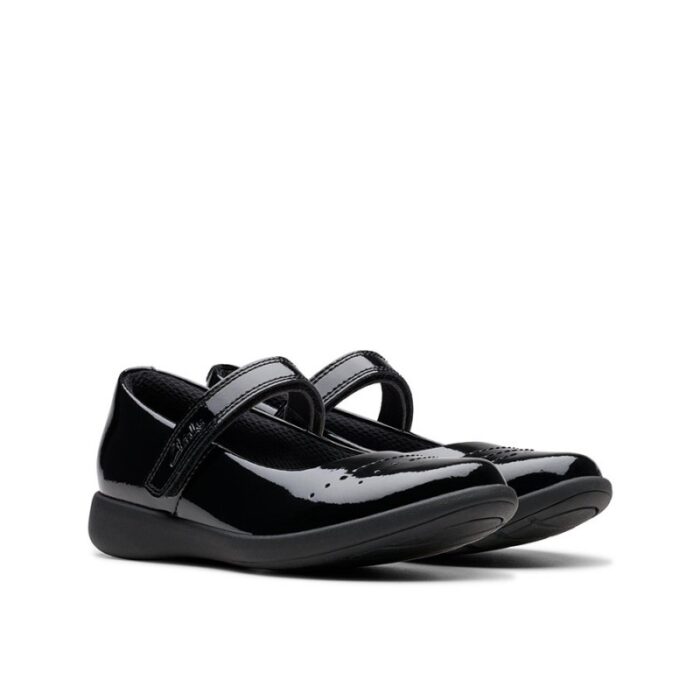 Clarks Etch Gem Kid School Shoes – Black Patent – Girls School Shoes - Crep Direct UK