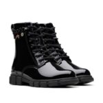 Clarks Evyn Charm Kids Boots – Black Patent – Girls Boots - Crep Direct UK