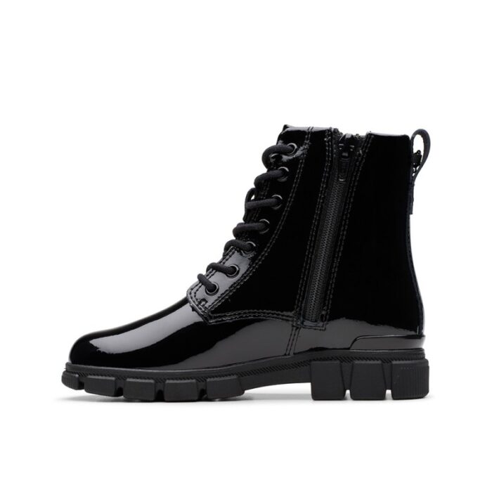 Clarks Evyn Charm Older Boots – Black Patent – Girls Boots - Crep Direct UK