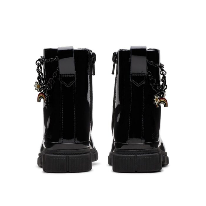 Clarks Evyn Charm Older Boots – Black Patent – Girls Boots - Crep Direct UK